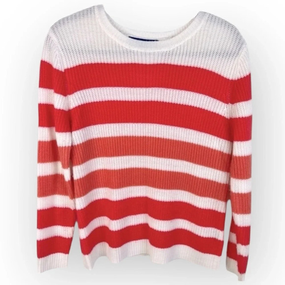 Apt 9 White Pullover Sweater with Multi Pink Stripes Size Medium - Picture 1 of 11